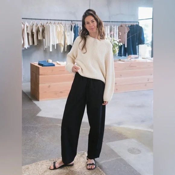 Ozma Elia Crewneck Organic Cotton Chunky Sweater Ecru